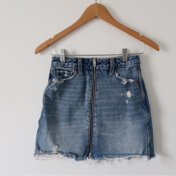 Abercrombie & Fitch Denim Mini Skirt Zip Up Size 24 - Picture 1 of 13
